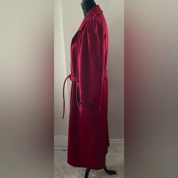 DIANA CHARLES Elegant Red Wool Cashmere Blend Coat Size 11/12 - Picture 3 of 16